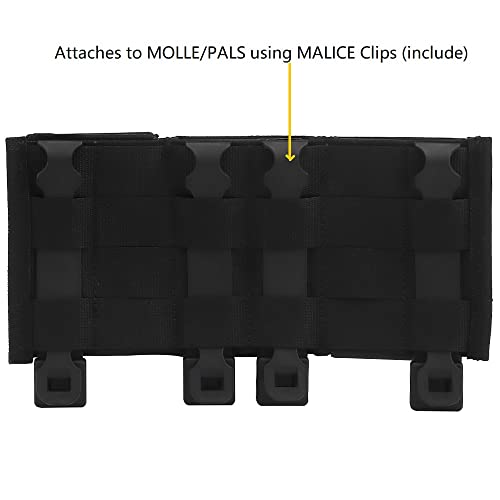 Triple Molle Mag Pouch 5.56 Tactical Open Top Magazine Holder Carrier with Quick Release Magazine Pouch Insert - color: BK