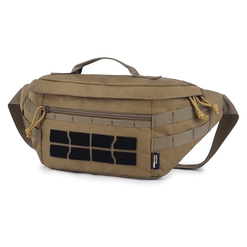 Mardingtop Tactical Fanny Pack for Men Military Crossbody Waist Belt Hip Bag for Outdoor Travel,Hiking,Running,Walking,Fishing,EDC - color: Khaki