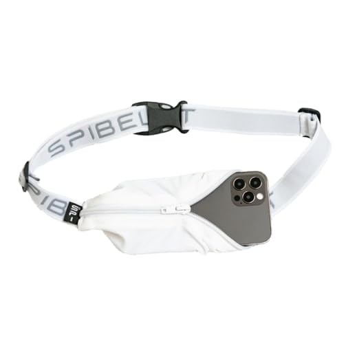 SPIbelt Running Belt Original Monochromatic, Women Men, Phone Holder for Running, Running Fanny Pack, Holder for Phone, Running Waist Pack, Adjustable Waist, [Fits All Phones]. White w/White Zipper - color: White/White Zipper