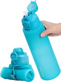 TakeToday Collapsible Water Bottles, Foldable for Travel, 32oz, Blue - color: Blue