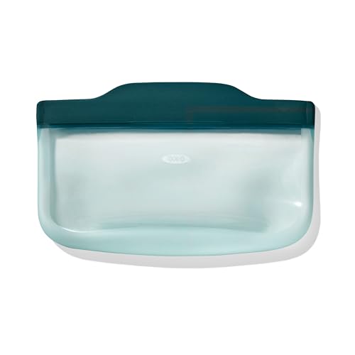 OXO Good Grips Silicone Reusable Bag - Snack Bag (12 oz), Lagoon - color: Lagoon, size: Snack (12 oz)