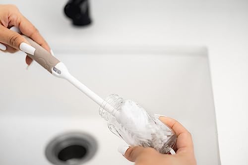 Ubbi Deluxe 2-in-1 Baby Bottle Cleaning Brush Set, Taupe, 2 Pack - color: Taupe Deluxe Bottle Brush, 2 Pack