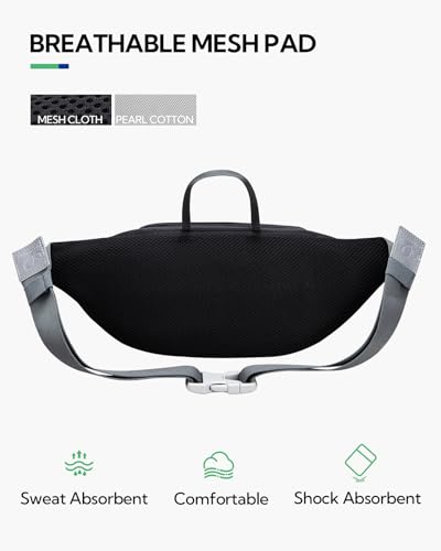 WATERFLY Running Belt Fanny Pack: Runner Marathon Jogging Waist Pack Sport Workout Exercise Fitness Phone Holder Belt for Men Women Jogger Slim Waistband Black - color: Black with Peacock Blue Panel