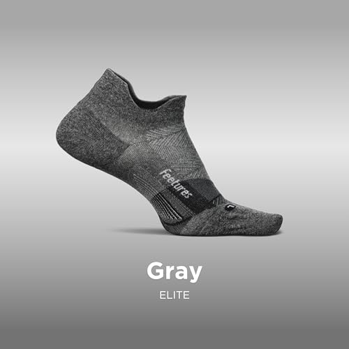 Feetures Elite Ultra Light No Show Tab Ankle Socks - Sport Sock with Targeted Compression - color: New Gray (1 Pack), size: X-Large