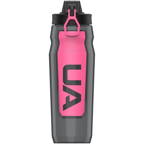 Under Armour 32oz Playmaker Squeeze Water Bottle - color: Pitch Grey/Cerise