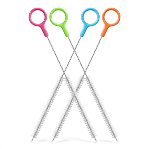AONEZ 4 Pcs Straw Cleaner Brush Set with Color Hanging Loop