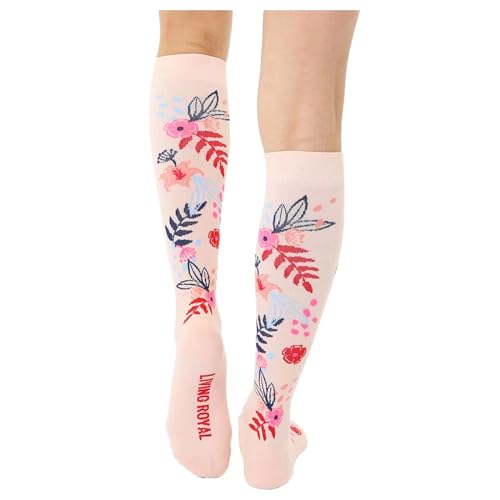 Living Royal Compression Socks - Graduated Compression 15-20mmHg, Padded Cushion Bottom Fun Socks, Moisture-Wicking - color: Floral