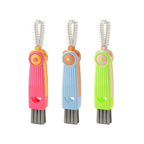 3 in 1 Cup Lid Gap Cleaning Brush Set, 3PCS Multifunctional Bottle Cleaner Bottle Cleaning Brush for Bottle Gaps Home Kitchen Cleaning Tools Mixed Colors - color: Red,green,blue