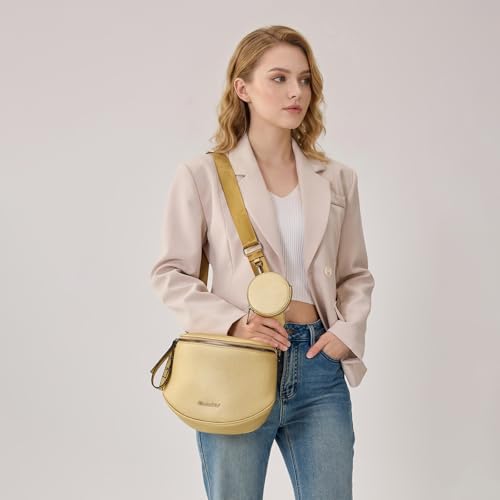 Montana West Crossbody Bag for Women, Vegan Leather Bum Bag with Coin Purse - color: Gold