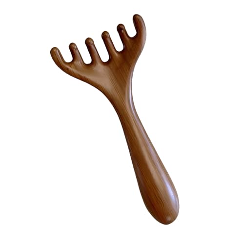 OULIGET Natural Wooden Gua Sha Tool,Wooden Gua Sha Scraping Massage Tool,Long Handle Sandalwood Six Claw Antler Massager,1 Pieces - style: Gua Sha Comb