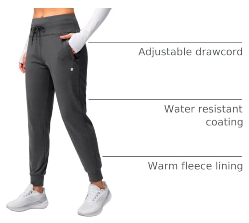 G Gradual Women's Fleece Lined Joggers Water Resistant Hiking Pants - color: Charcoal, size: X-Large
