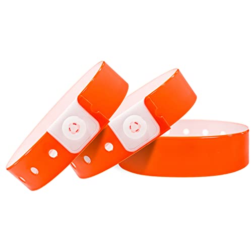 Plastic Party Orange Wristband 100 Pack, Vinyl Wristband for Event - color: Orange