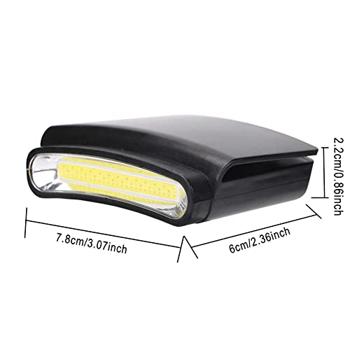LED Headlamp Cap Light - COB Clip On Light 3 Modes Hard Hat Light Lightweight Hardhat Light- Perfect for Running, Camping, Fishing, and Outdoor Activities(1 Pack,3 AAA Batteries Included)