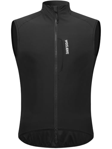 WOSAWE Reflective Cycling Vest with Chest Pocket Water-Repellent Lightweight Windproof Gilet for Running, Hiking, Biking - color: Black, size: XX-Large