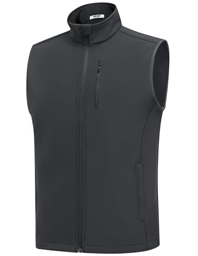 COOFANDY Mens Lightweight Golf Softshell Vests Windproof Sleeveless Jacket - color: Dark Grey, size: X-Large