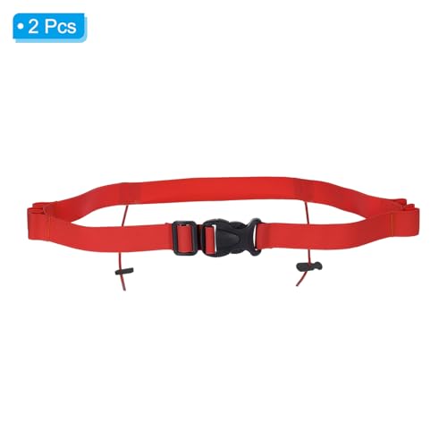 PATIKIL Elastic Triathlon Running Belt, 2 Pack Adjustable Race Number Belt Race Belt Bib Holder with 6 Energy Gel Loops for Marathons Racing Cycling, Red - color: Red