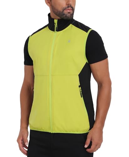 Little Donkey Andy Men's Softshell Vest Lightweight Windproof Waterproof - color: Reflective Green, size: XX-Large