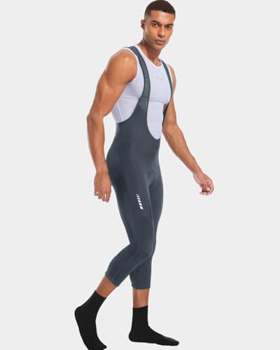 Przewalski Men's Cycling Bib Shorts 3/4 Bike Bib Pants 4D Padded - color: Grey, size: Large