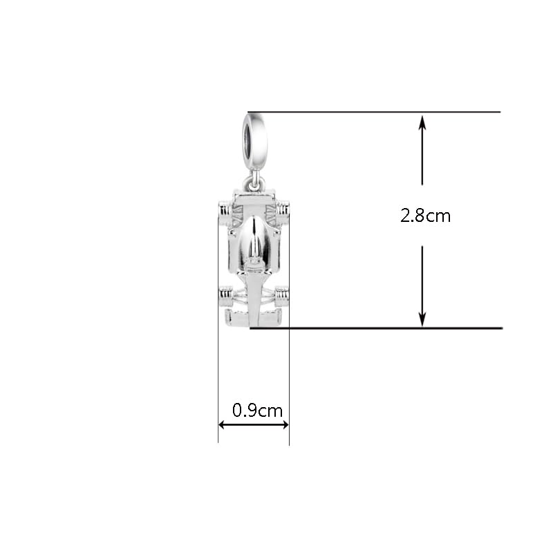 F1&Famous Race Racetrack Charm for Bracelet Necklaces, S925 Sterling Silver Charms, UK Brazil Spain Race Track Charms Jewelry Racing Souvenirs Gift - color: Race Car Q3206