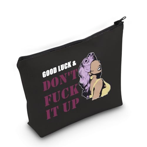 MNIGIU RP Fan Gift Drag Race Cosmetic Bag Good Luck & Don't Fck It up Makeup Zipper Pouch for Drag Queen Fans (Good Black Bag)