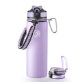 GOSWAG 24oz Insulated Stainless Steel Travel Water Bottle, 2 Lids - color: Matte Lilac