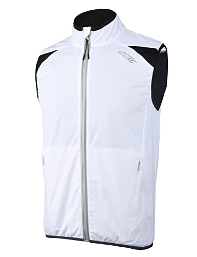 bpbtti Men's Cycling Running Vest Sleeveless Windbreakers With Two side Pockets(2.0) - Windproof, Breathable and Reflective - color: White, size: Large