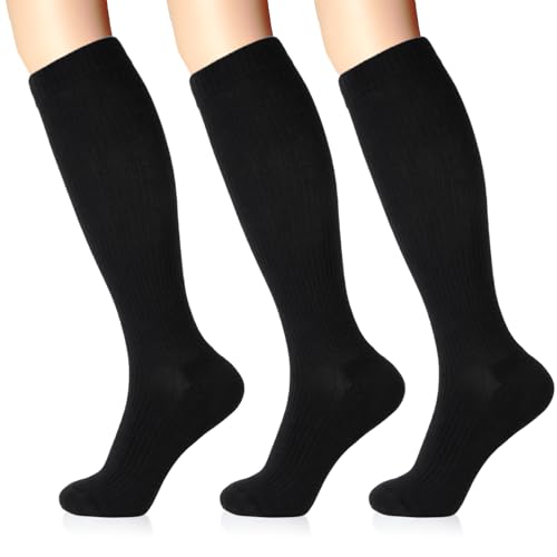 15-20 mmHg Cotton Compression Socks for Women & Men - color: Black, size: 10-13