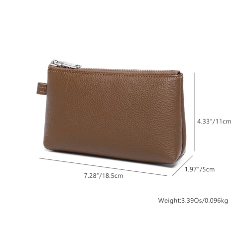 Small Makeup Bag for Purse, Leather Cosmetic (Toffee Brown) - color: PU/Toffee Brown