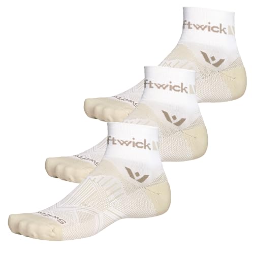 Swiftwick ASPIRE Quarter Crew Socks, Running & Cycling, Men & Women - color: (3 Pairs) Oatmeal, size: X-Large
