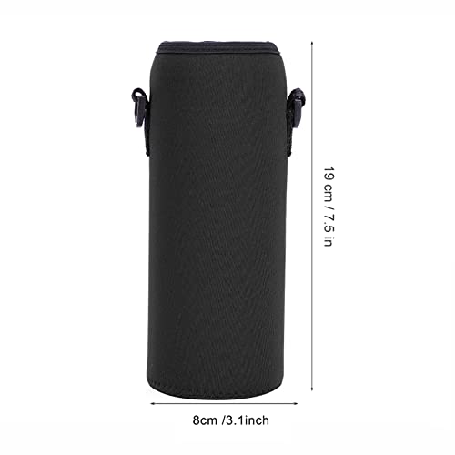 Water Bottle Carrier Bag, Single-layer sports1000ml 34oz Neoprene Bottle Sleeve with Adjustable Sling Strap, for Stainless Steel Bottles, Glass Bottles, Plastic Water(black)