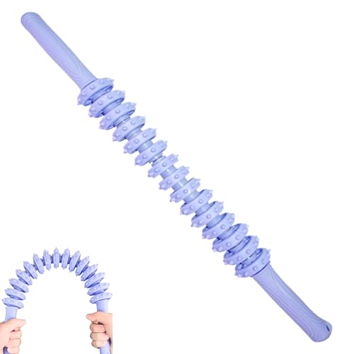 LEZER Flexible Massage Stick 21.7" Muscle Roller, 14 Roller Trigger Point, Deep Tissue Myofascial Release & Muscle Recovery, Bendable Body Massager for Neck, Back & Legs