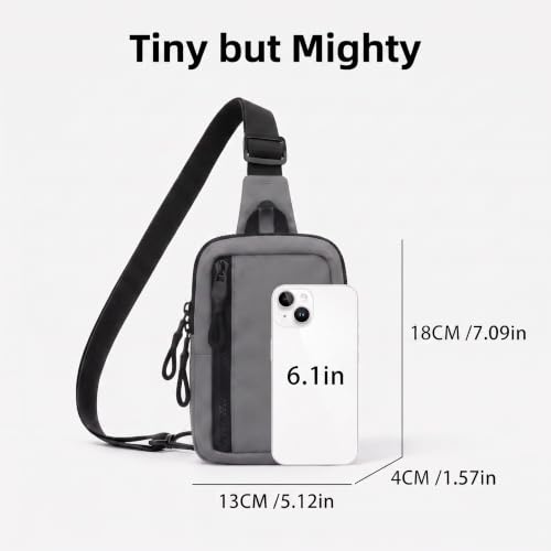Small Crossbody Phone Bag for Men Women Mini Sling Bag Travel Running Cell Phone Shoulder Daypack with Keyholder - color: Grey