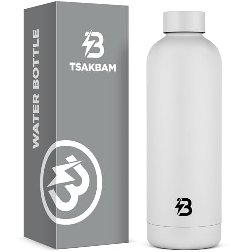 Stainless Steel Insulated Water Bottle no straw for Travel, Gym, 23oz, White - color: White, size: 23 Ounces