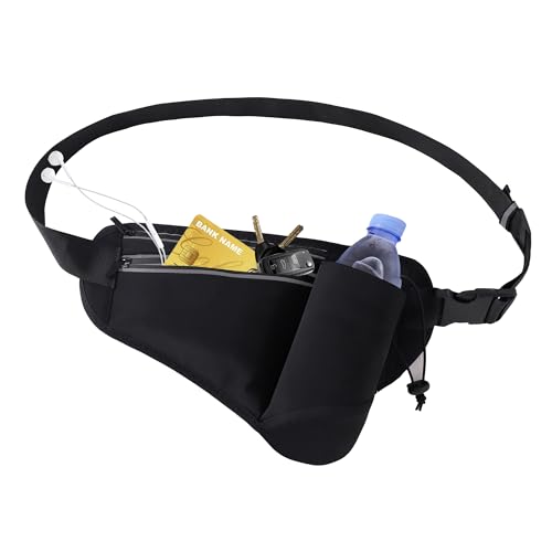Slim Running Belt for Women Men,Runners Fanny Pack Phone Holder,Money Belt,Running Gear Accessories,with 3 Pockets (Light Black) - color: Light Black