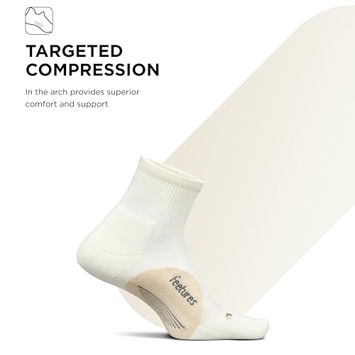 Feetures Elite Light Cushion Quarter Sock - color: Linen (1 Pair ), size: Medium