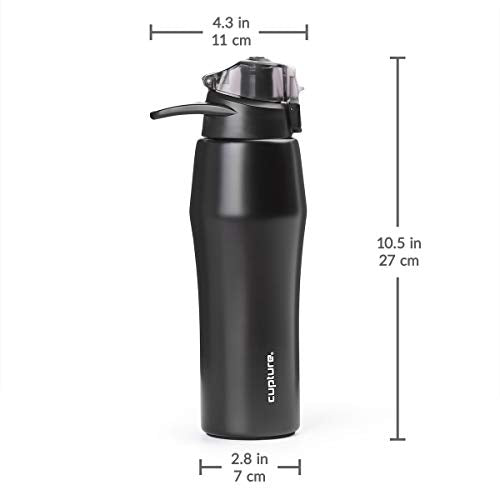 Cupture Action Bottle with Handle - Stainless Steel Vacuum-Insulated, 22 oz - color: Black