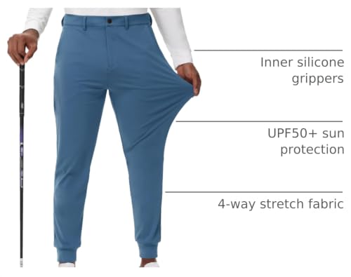 JWM Men's Stretch Golf Joggers Pants with Belt Loops - 29" 34" Slim Fit Tapered Casual Business Travel Dress Work Sweatpants - color: 05-royal Navy, size: X-Large