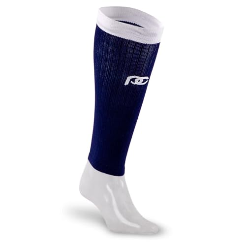 PRO Compression Marathon Calf Sleeve, Navy Over White, L/XL (1-Pack) - color: Navy Over White, size: Large/X-Large
