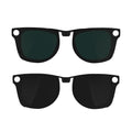 HIBLOKS 2Pcs Polarized Clip for Ray-Ban Meta Wayfarer (RW4008/RW4012 53-22) - size: Large, Black+Green, Matte Black Frame