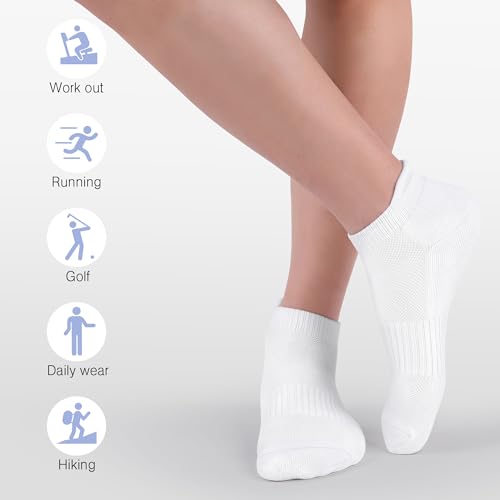 Felicigeely Athletic Running Ankle Socks Cushioned Low Cut Men Women 6 Pack - color: Pure White, size: 9-12