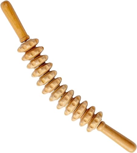 Curved Wood Therapy Massage Roller Tools - Manual Massage Roller Stick for Body Sculpting, Lymphatic Drainage, Cellulite & Stomach Rolling