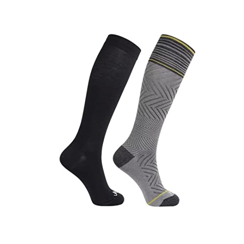 ja vie 76% Merino Wool Graduated Compression Socks for Women & Men (15-20mmHg) - color: 2 Pairs: 1 Pure Black+ 1 Heather Grey, size: Small