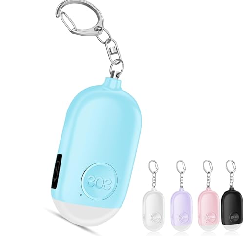 Hion Personal Safety Alarm for Women, Rechargeable 130dB Self Defense Alarm Keychain with LED Flashlight, Emergency Safe Sound Security for Children Elderly College Girls Men, Blue - color: Blue