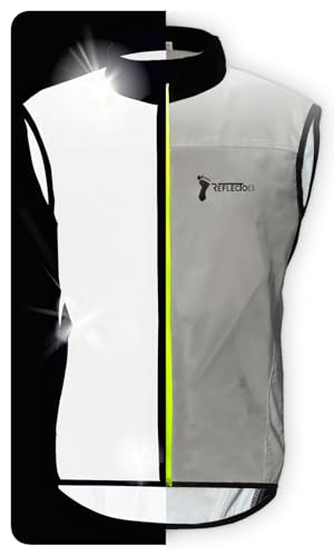 ReflecToes Reflective Running Vest, Hi Vis Cycling Vest, Motorcycle Gilet - size: Large, style: Deluxe