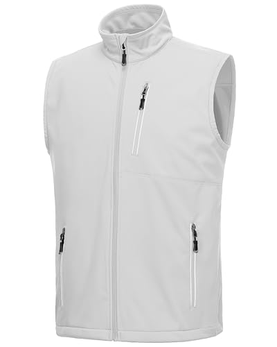33,000ft Men's Windproof Lightweight Golf Vest Outerwear Sleeveless Jacket - color: Cool Gray, size: 4X-Large