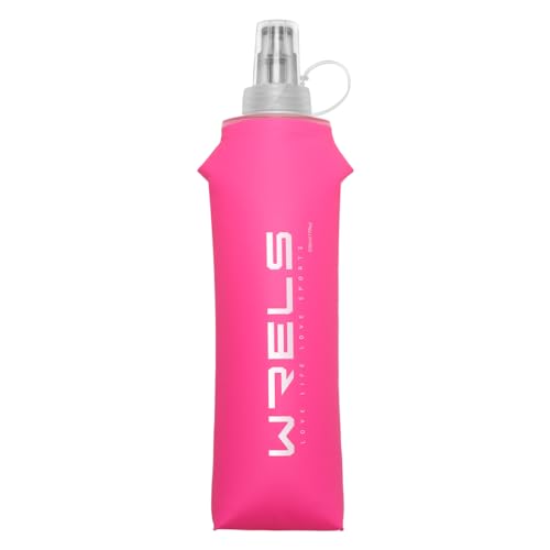 WRELS Soft Running Water Flask Soft Flasks Collapsible Soft Water Bottles Small BPA-Free for Sports Hiking Hydration Pack 5oz/8oz/17oz(PINK,17oz) - color: Pink, style: 500ml/17oz