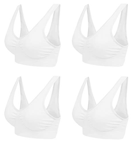 Boolavard Women's Seamless Sports Style Bra Crop Top Vest Stretch Shapewear - color: 4 X White, size: Medium