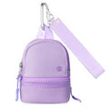 Babysun Mini Backpack Keychain Wristlet Pouch Small Change Coin Purse Cute Zipper Wallet With 3 RFID Card Slots For Women/Men Airpods Cosmetics - color: Purple
