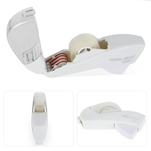Eagle Automatic Tape Dispenser, Handheld & Portable Design, Office Tape Gun, One-Handed Operation with Safety Blade for Office, Home, DIY or Packaging (Includes 2 Free Tapes)(Snowy White) - color: Snowy White