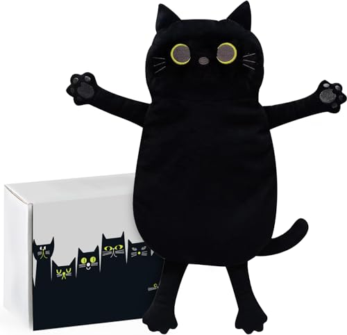 Large Microwave Heating Pad with Washable Cover 21 * 12" Microwavable Heating Pads for Cramps, Back, Neck Shoulder Pain Relief, Cordless Weighted Moist Heat Pack, Black Cat - size: Large Black Cat